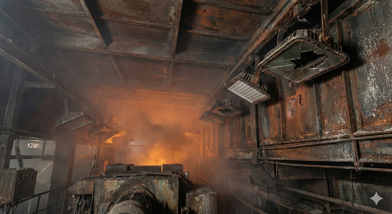 高温・粉塵・ガスなどの過酷な環境で、LEDがすぐに壊れてしまう…